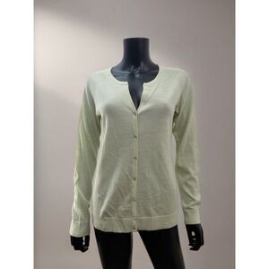 Talbots‎ Merino Wool Cardigan Sweater Women M Green Button Front